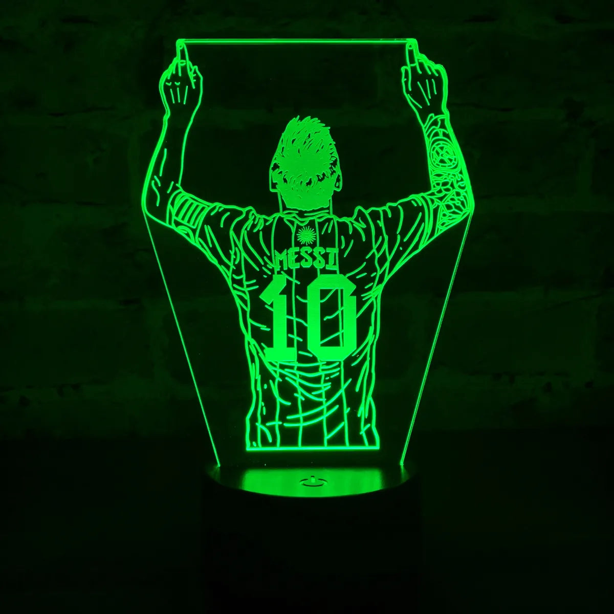Lámpara Led Messi Fútbol Decoración Regalo Holograma - Negra