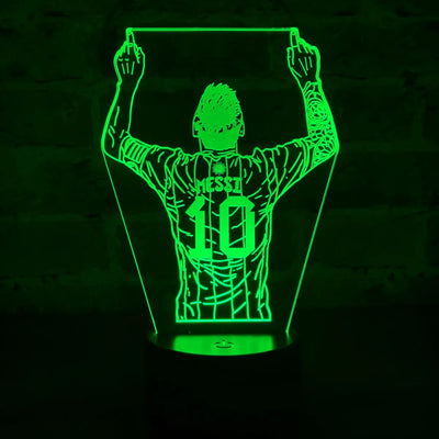 Lámpara Led Messi Fútbol Decoración Regalo Holograma - Negra