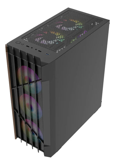 Gabinete Gamer Iceberg Wood Core 6 Ventiladores Argb Negro