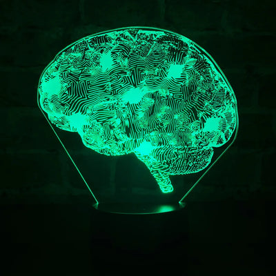 Lámpara De Noche Led Cerebro Holograma Regalo Decoración Negra