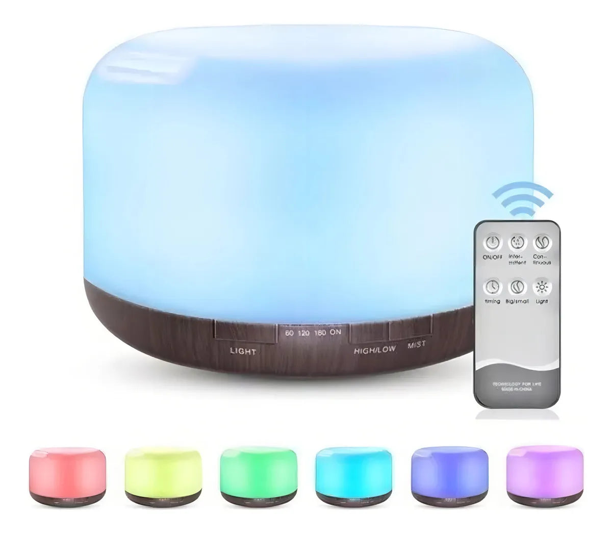 Difusor De Aromas 500 Ml Control Remoto Humidificador Color Segun Disponibilidad