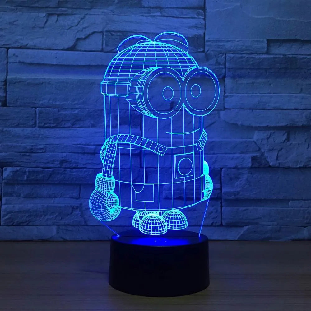 Lámpara De Noche Led 3d Minions Holograma Regalo Decoración Negro
