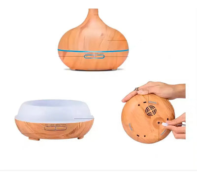 Ambientador Difusor De Aroma 500ml Led Madera - Marrón Claro
