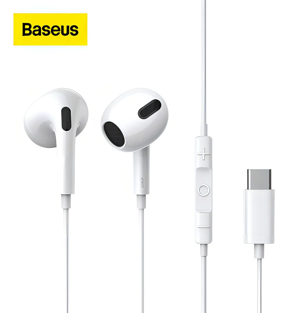 Audífonos Con Cable Baseus Tipo-c Con Micrófono Para Xiaom Color Blanco