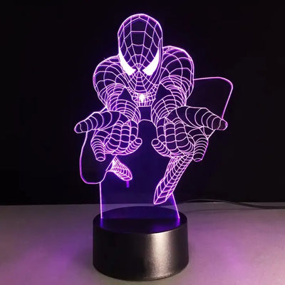 Lámpara De Noche Led Spiderman Decoración Regalo Holograma - Negra