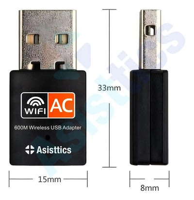 Adaptador Wifi Usb 5g Tarjeta Red Pc Ac 600 Doble Banda Dual