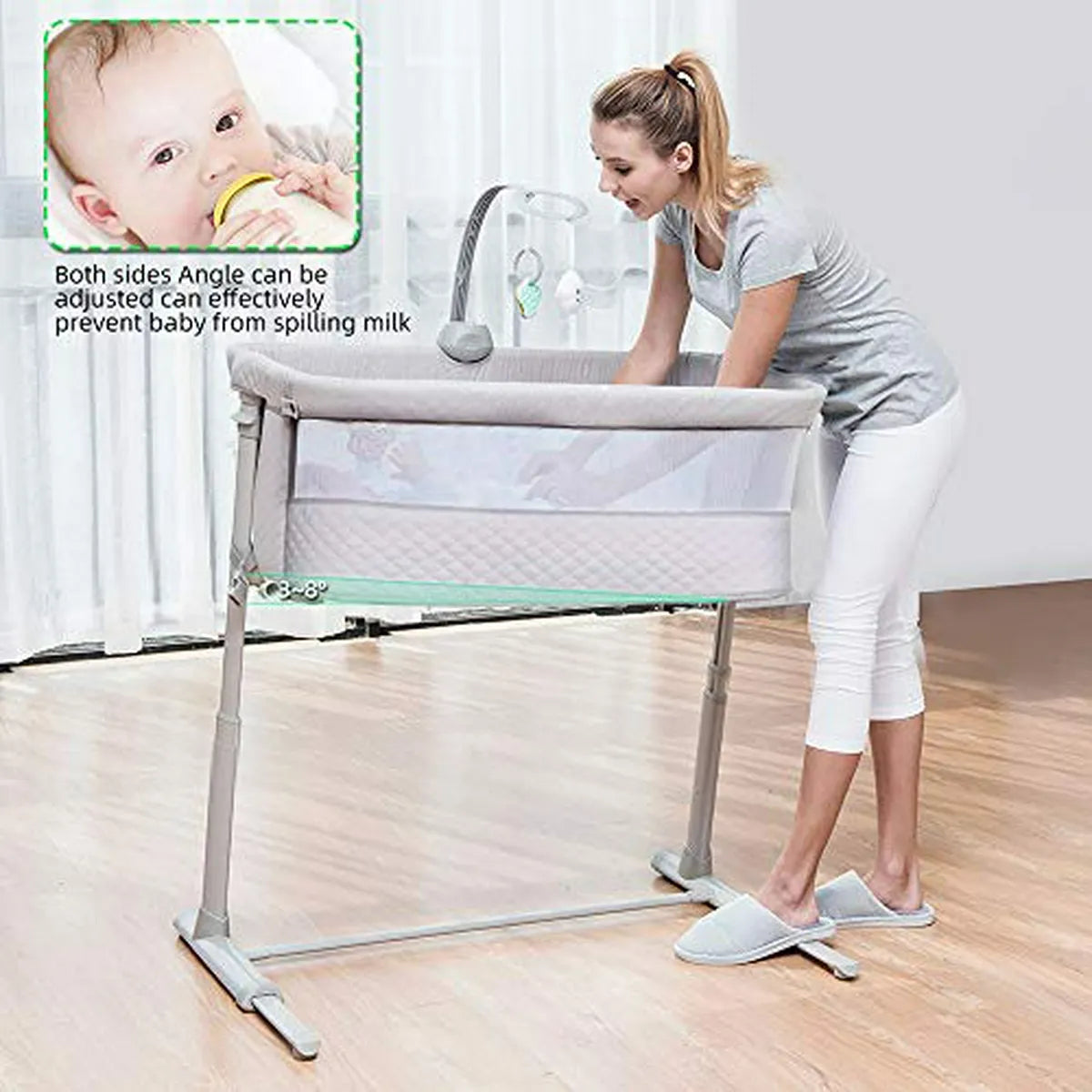 Bebé De La Cuna, Cama Cunas Ronbei De Noche Del Durmiente De