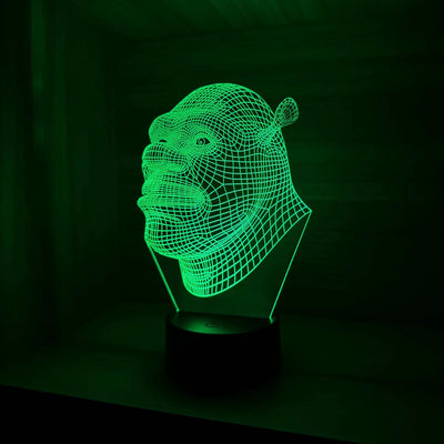 Lámpara De Noche 3d Led Shrek Holograma Regalo Decoración - Negra