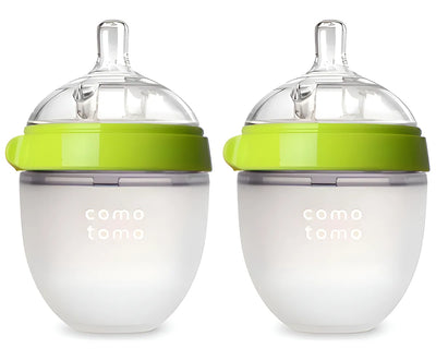 Comotomo biberón de silicona 150ml anticólico color verde 2 unidades