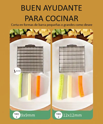 Cortador De Papas Rallador De Verduras Rebanador De Cebollas Lagom Lg300 Multifuncional Resistente Durable Acero Inoxidable Cuchillas Afiladas 2 En 1 9x9cm Y 12x12cm Base Antideslizante Ahorra Tiempo