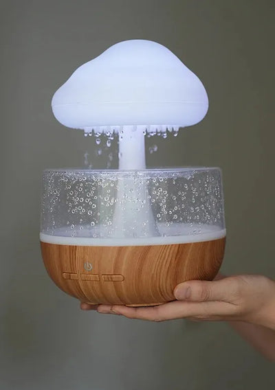 Humidificador Difusor De Aroma Diseño Nube Efecto De Lluvia Color Blanco