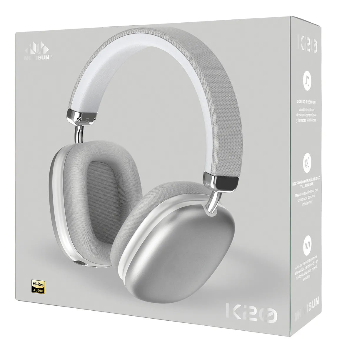 Audífonos Bluetooth Inalámbricos Movisun K20 Diadema Color Plateado