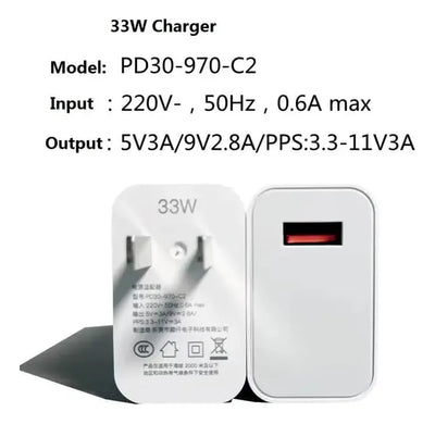 Cargador Celular Rápido 33w Compatible Xiaomi Genérico Usb C Blanco