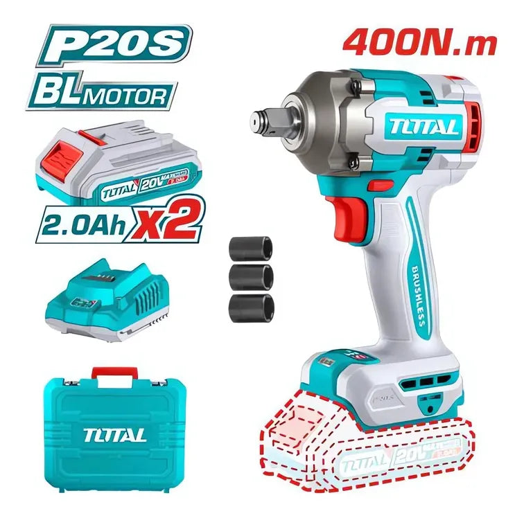 Taladro Llave Pistola Impacto Atornillador 20v 400 Nm Turquesa 50 Hz