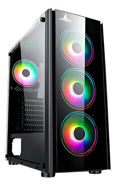 Chasis Gabinete Iceberg Crystal G9 Atx X4 Fans Incluidos Negro