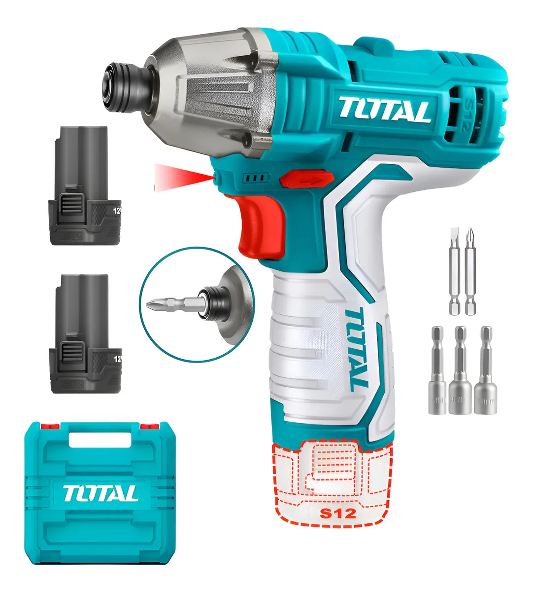 Atornillador Impacto Inalambrico 1/4 12v Industrial Total Turquesa 50hz/ 60hz