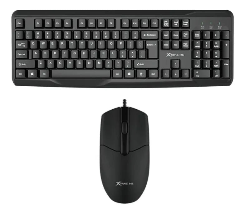 Kit Teclado Y Mouse Con Cable Usb Xtrike Me Mk-207 Combo Para Notebook Computadora Pc - Negro