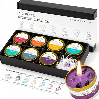 Set Estuche 7 Velas Aromaticas Chakras Con Cristales Curativ 7 Colores 7 Colores 7 Fragancias