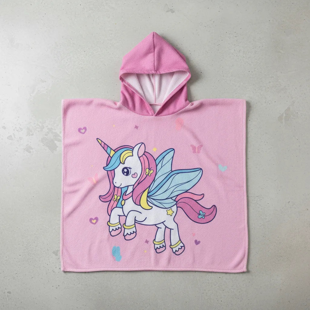 Toalla Con Capucha Poncho Niños Piscina Playa Natación Suave