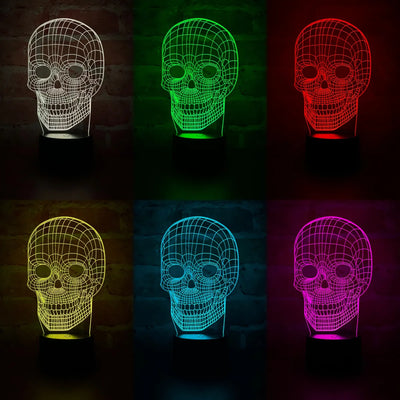 Lámpara De Noche Led 3d Calavera Holograma Decoración Regalo Negra