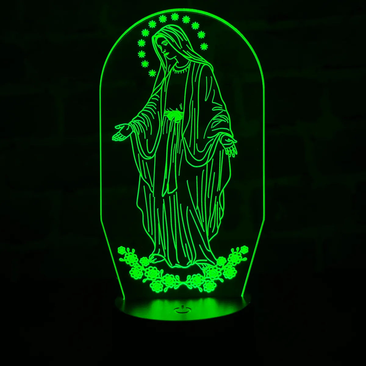 Lámpara Led Virgen Milagrosa Holograma Decoración Regalo Negra