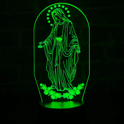 Lámpara Led Virgen Milagrosa Holograma Decoración Regalo Negra