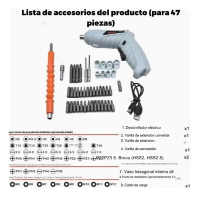Destornillador Inalámbrico Recargable Eléctrico Impacto - Gris