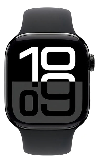 Apple Watch Series 10 GPS • Caja de aluminio negro azabache de 42 mm • Correa deportiva negra - M/L