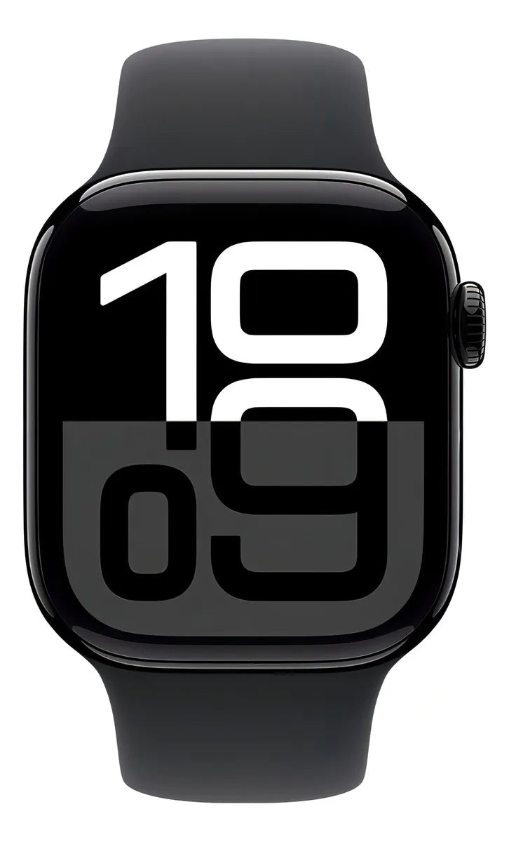 Apple Watch Series 10 GPS • Caja de aluminio negro azabache de 42 mm • Correa deportiva negra - M/L