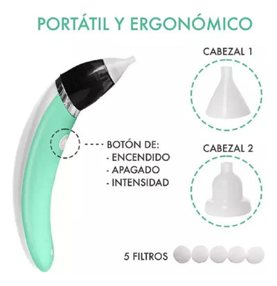 Aspirador Nasal Bebes, Saca Mocos, Extractor Eléctrico Rosa Blanco