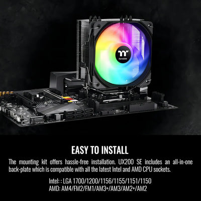 Disipador Cpu Thermaltake UX200 SE ARGB Intel LGA1700 AMD AM5 Color Negro