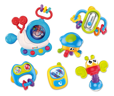 Set Kit De Mordedores Y Sonajeros X 6 Unidades Estimulación Color Multicolor Diseño Variado