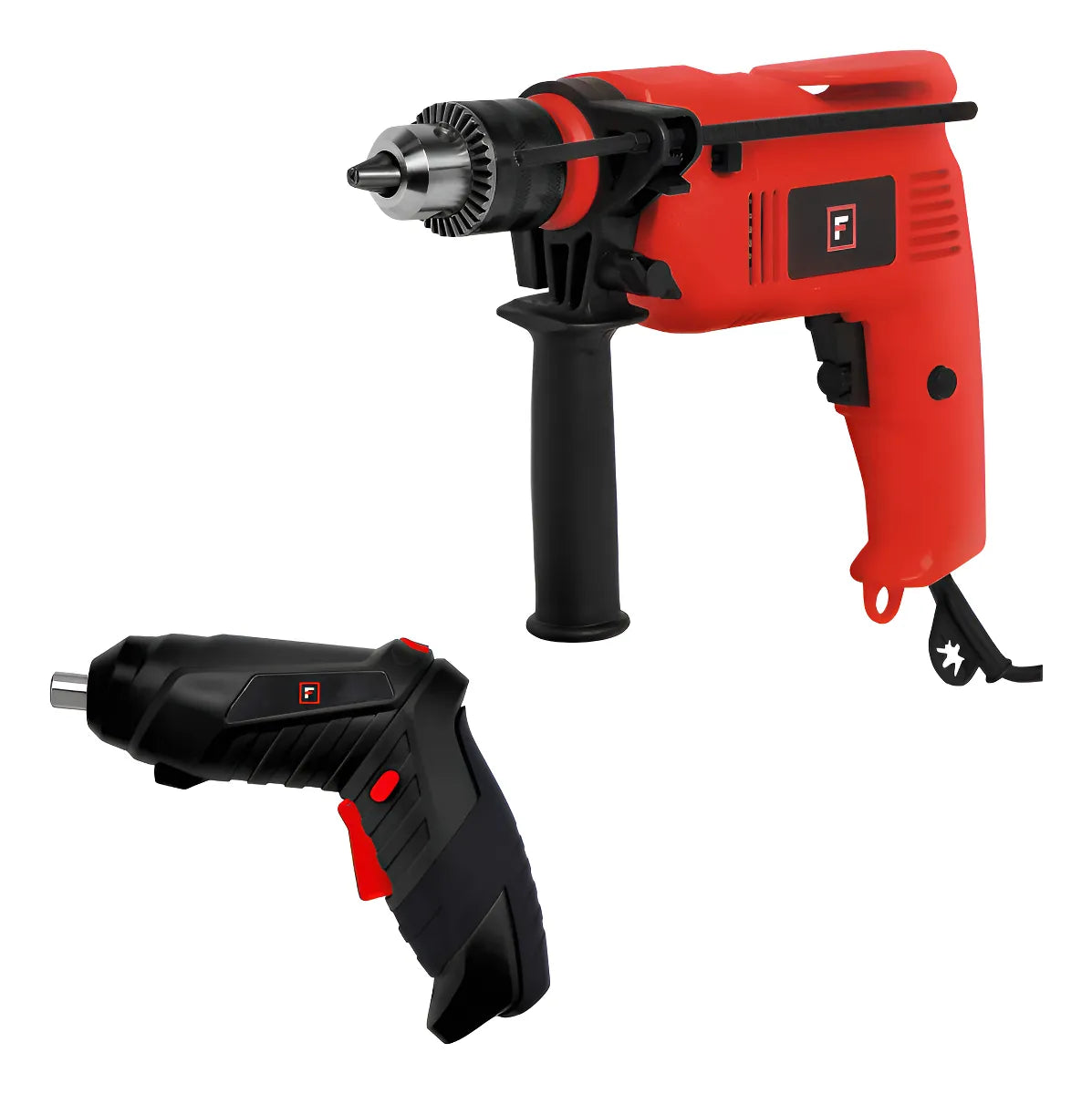 Kit Taladro De Impacto 500w + Destornillador Inalámbrico 10 - Rojo