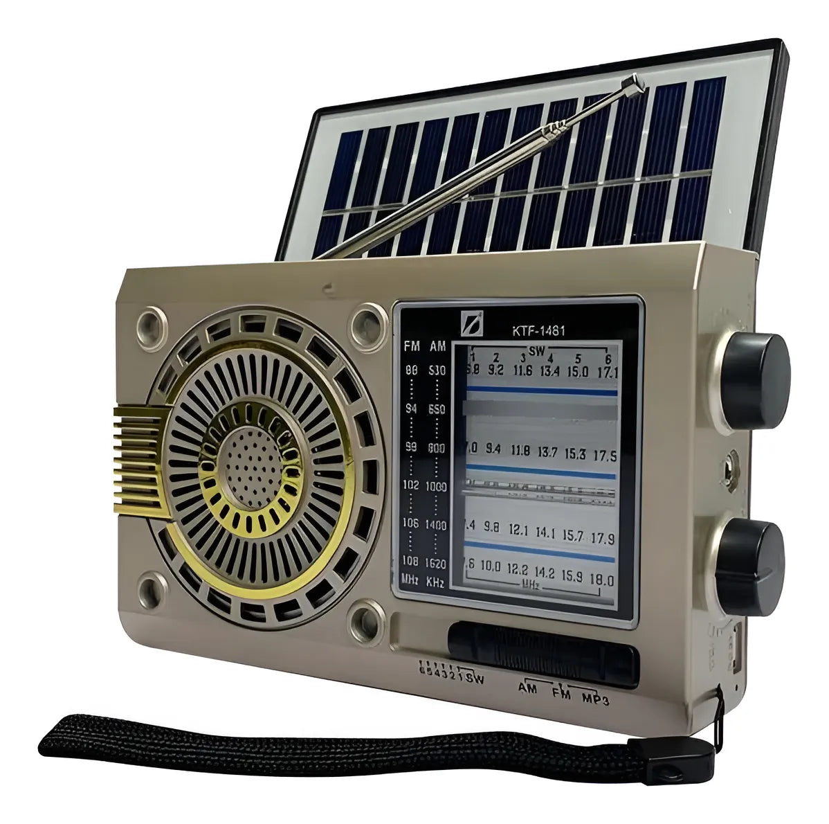 Radio Altavoz Bluetooth 3 Bandas Mp3 Recargable Panel Solar Diseño