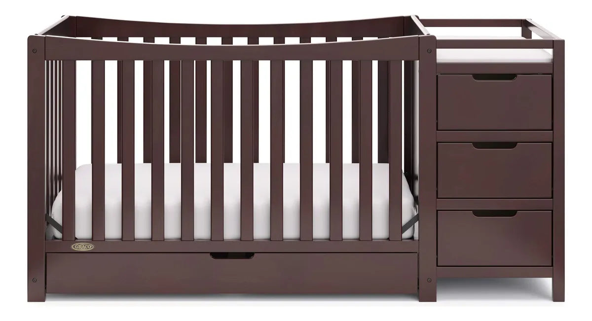 Cuna Y Cambiador Convertible 4 En 1 Color Espresso