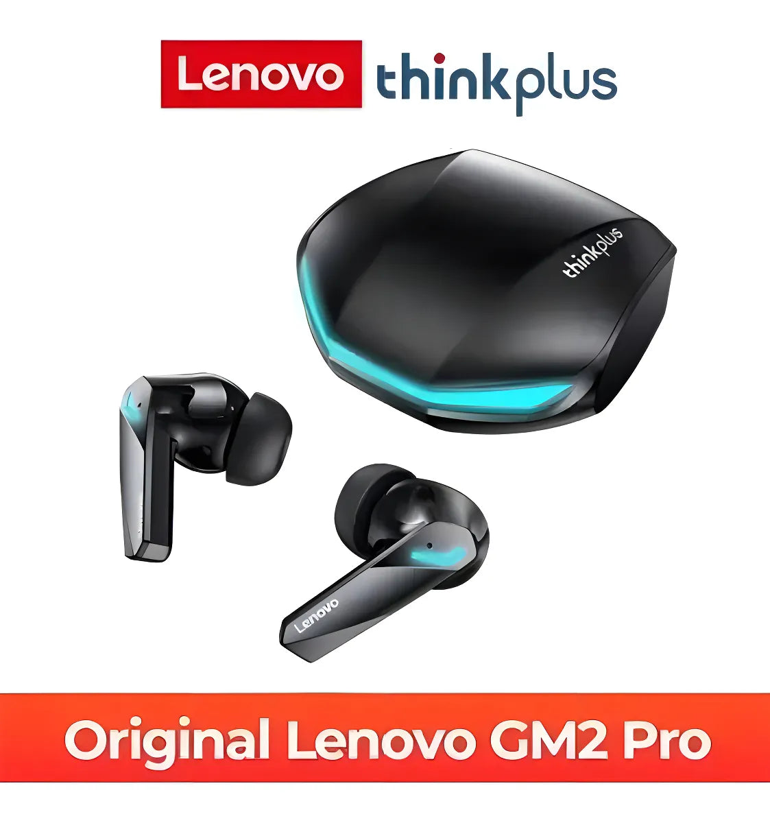 Auriculares Bluetooth Lenovo Gm2 Pro Gamer de baja latencia para deportes electrónicos 5.3, color negro, color claro, azul