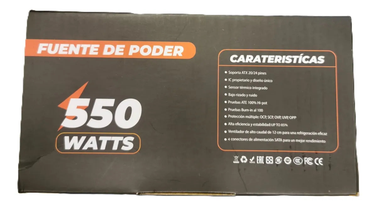 Uf-550w Fuente De Poder Bronze 80 Plus 550w Reales Iconnex Negro