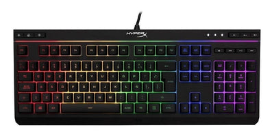 Teclado gamer HyperX Alloy QWERTY Membrana español latinoamérica color negro con luz RGB