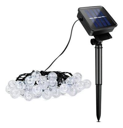 Solar Flasher 50 Bolas De Luz Led Solar Navideña Blanca Cali Dorado