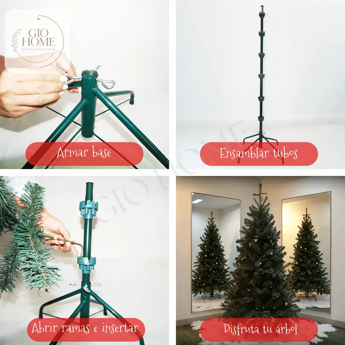 Arbol De Navidad Arizona 2.00m 912 Puntas Gio Home Pino Navideño Look Natural Base Metalica Artificial Para Decoracion Con Bolas Adornos Extension Cintas Bombillos Botas Campanas Luces Estrella Noel