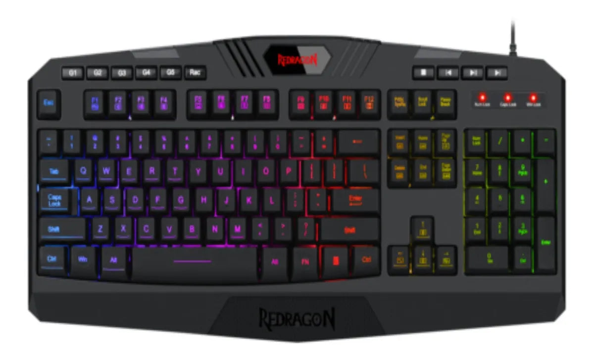 Teclado gamer Redragon Harpe Pro K503A RGB QWERTY español color negro con luz RGB