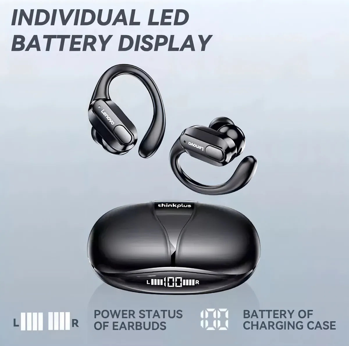 Auriculares Bluetooth 5.3 Lenovo Xt80 Thinkplus negros