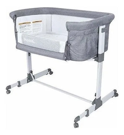 Papablic 2-en-1 Bonni Bebe Cuna Y Cama De Noche, Gris