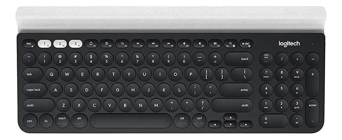 Teclado bluetooth Logitech QWERTY español latinoamérica color negro y blanco