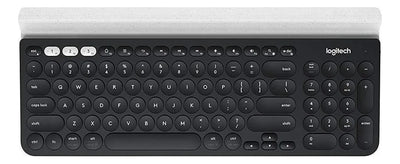Teclado bluetooth Logitech QWERTY español latinoamérica color negro y blanco
