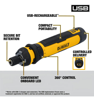 Destornillador Inalámbrico Con Control Flexdrive Y Puntas DeWalt DWHT66719 Negro