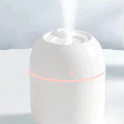 Mini humidificador de aire portátil, purificador USB, LED, 220 ml, color blanco
