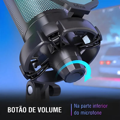 Micrófono de condensador para jugadores Fifine A6v con filtro pop, triple color negro