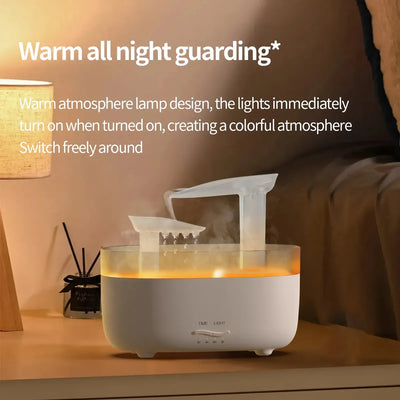 Humidificador De Aromas Cascada Vapor Luz Led + Esencia Negro