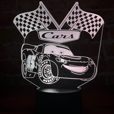 Lámpara De Noche Led Rayo Mcqueen Cars Regalo Decoración Negro